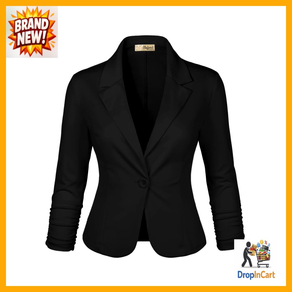 Lightweight Stretch Ponte Blazer Classic Professional Work Office Chic Cardigan
